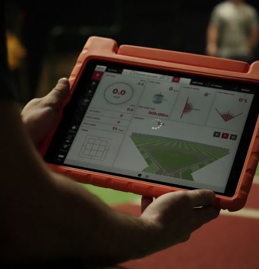 An iPad diagram of a sports field